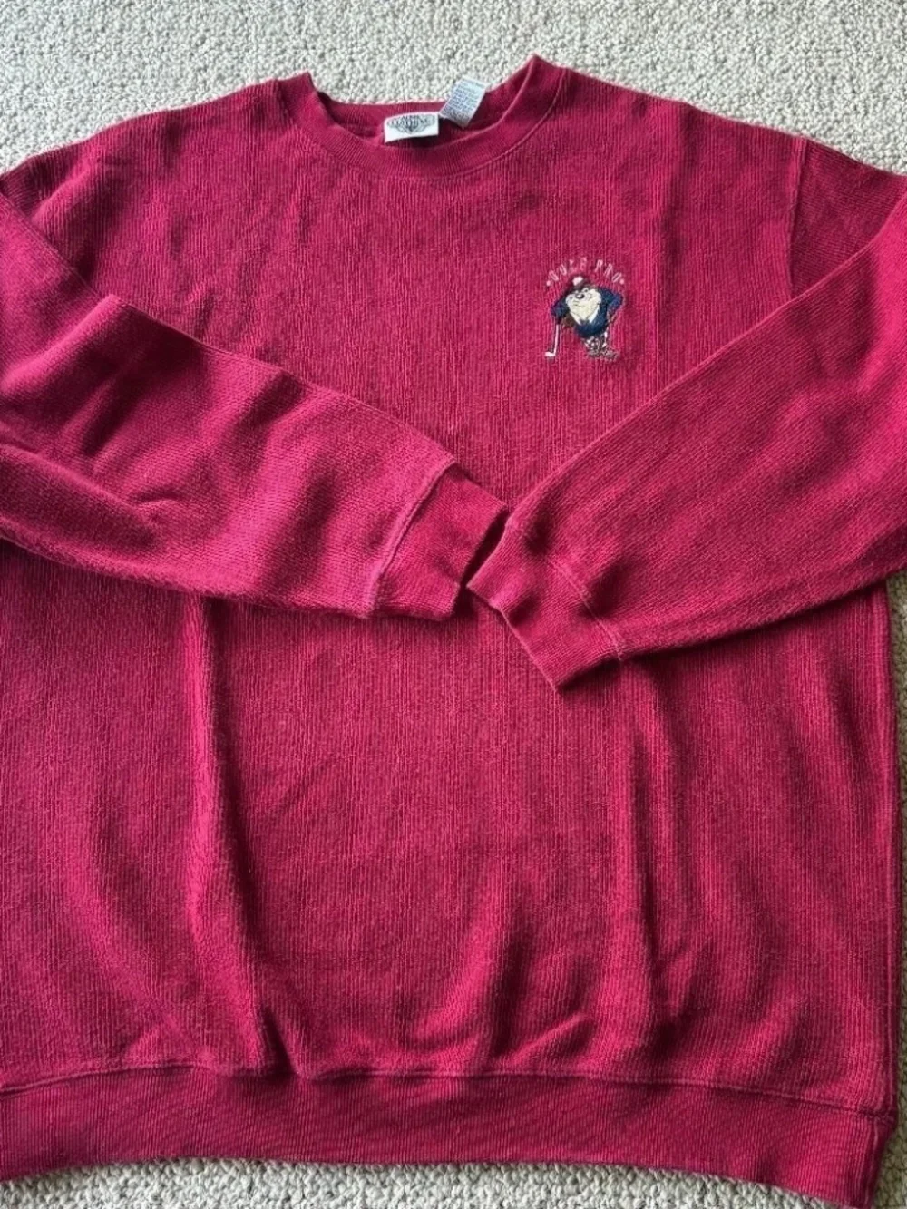 Vintage Taz Golf Pro Sweater XL Red Looney Tunes Embroidered Crewneck 90s